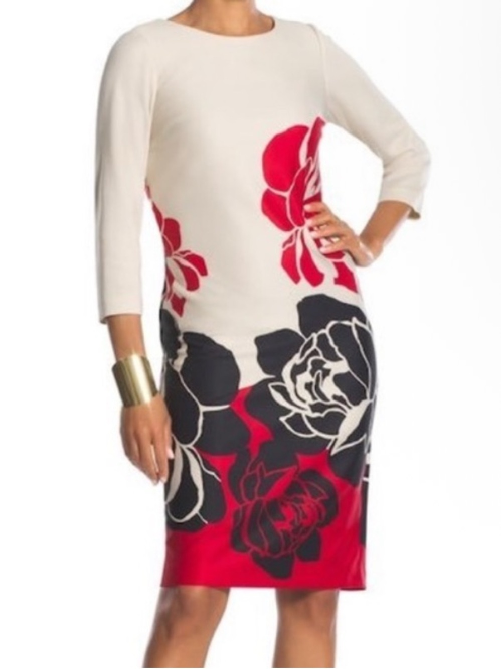 Chico's Long-Sleeve Floral Sheath Dress